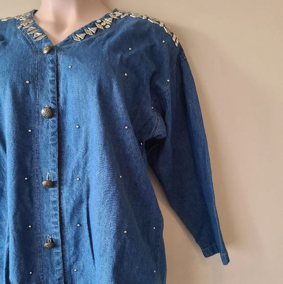 Vintage Mirage Denim Shirts Women's One size Embellished - Picture 3 of 12